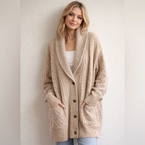 Weekend Los Angeles Oversized Cable Knit Cardigan Small | Speckled Grandpa Style